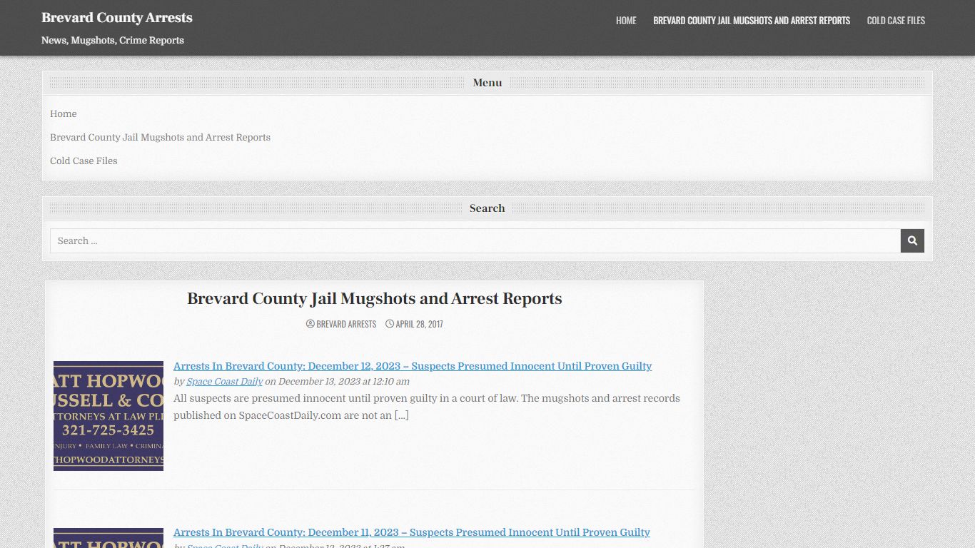 Brevard County Arrest Reports and Jail Mugshots