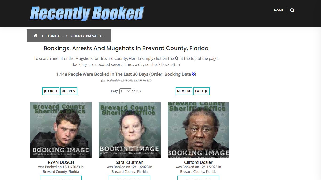 Recent bookings, Arrests, Mugshots in Brevard County, Florida